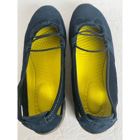 Land’s End Blue Suede Round Toe Bungee Straps Slip On Comfort Ballet Shoes 8.5 - Picture 7 of 13